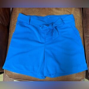 Women's Blue Tie-Waist Classy Length Shorts